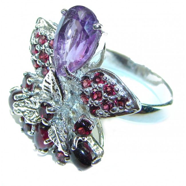 Spectacular 11.5 carat Amethyst .925 Sterling Silver Handcrafted Statement Ring size 8 1/4