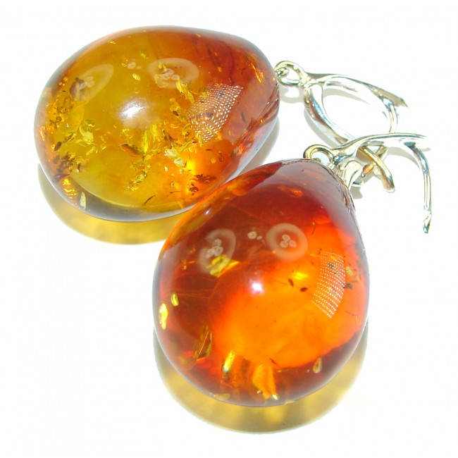 Golden Honey Drops authentic Baltic Amber .925 Sterling Silver earrings