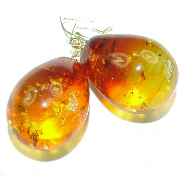 Golden Honey Drops authentic Baltic Amber .925 Sterling Silver earrings