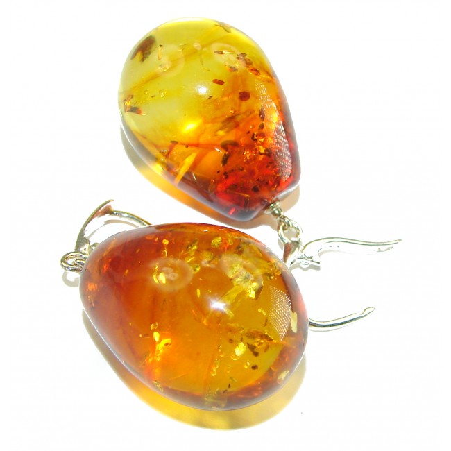 Golden Honey Drops authentic Baltic Amber .925 Sterling Silver earrings