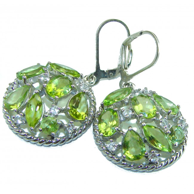 Incredible Beauty authentic Peridot .925 Sterling Silver handcrafted earrings