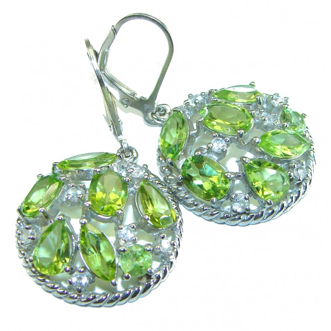 Incredible Beauty authentic Peridot .925 Sterling Silver handcrafted earrings