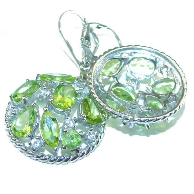 Incredible Beauty authentic Peridot .925 Sterling Silver handcrafted earrings