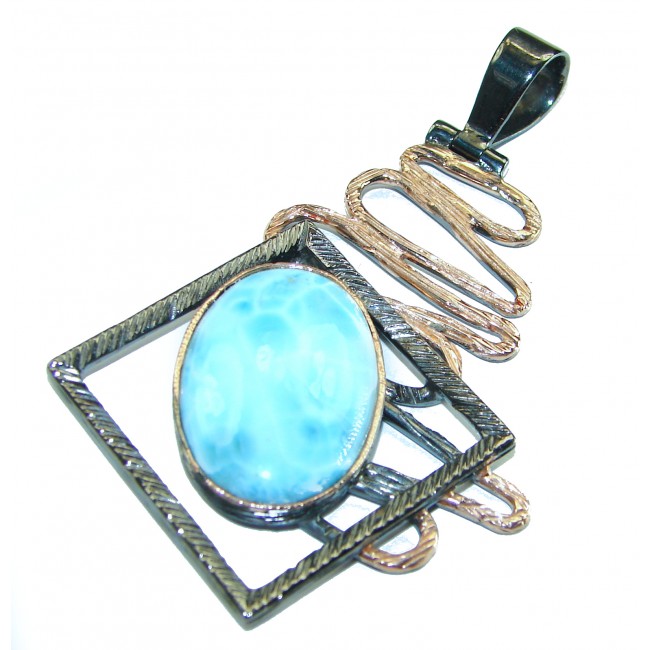 Genuine Larimar 14K Gold over .925 Sterling Silver handmade Pendant