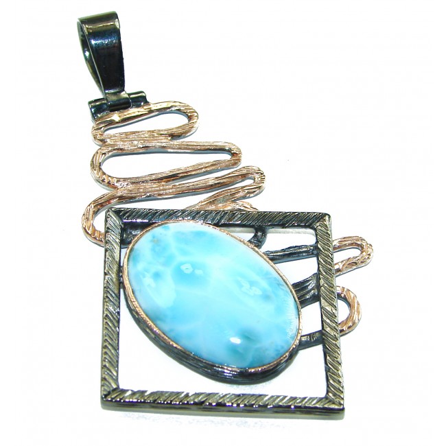 Genuine Larimar 14K Gold over .925 Sterling Silver handmade Pendant