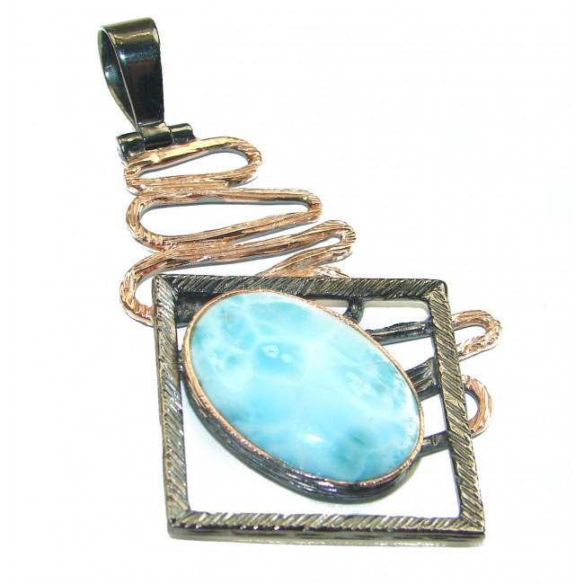 Genuine Larimar 14K Gold over .925 Sterling Silver handmade Pendant