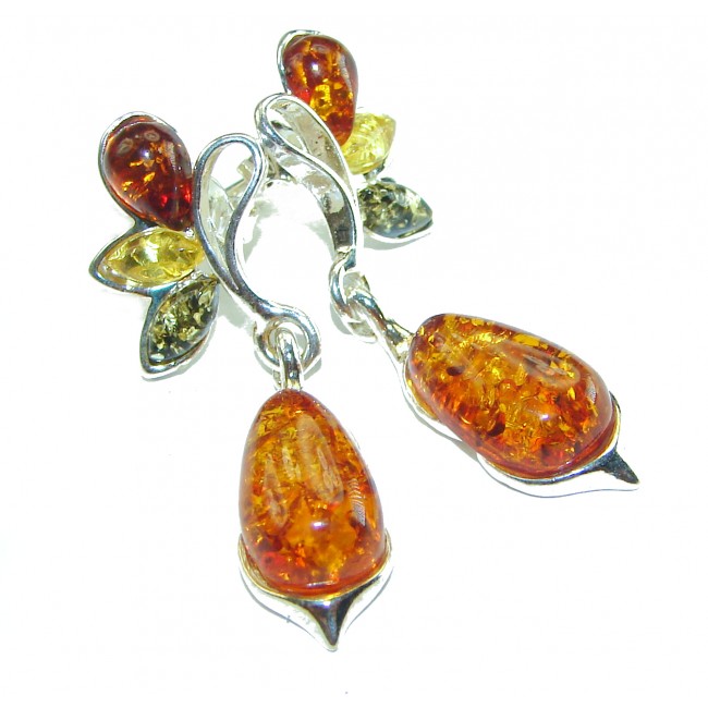 Wonderful Baltic Amber .925 Sterling Silver entirely handcrafted earrings