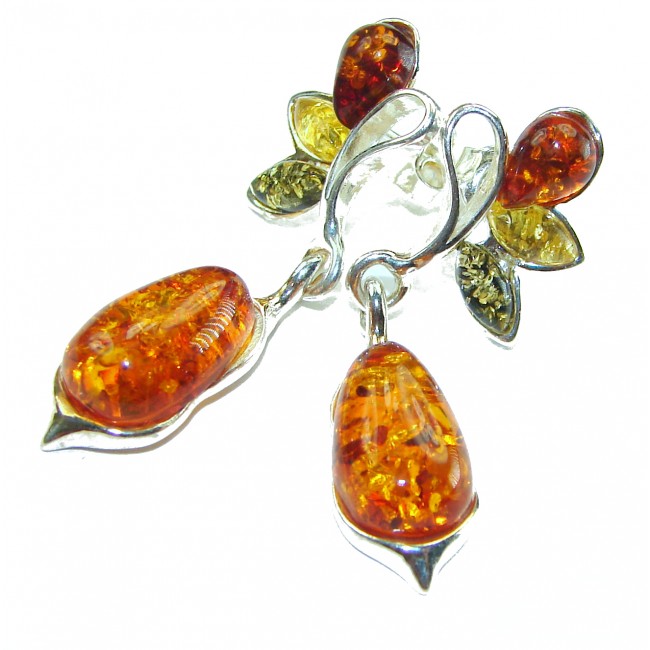 Wonderful Baltic Amber .925 Sterling Silver entirely handcrafted earrings