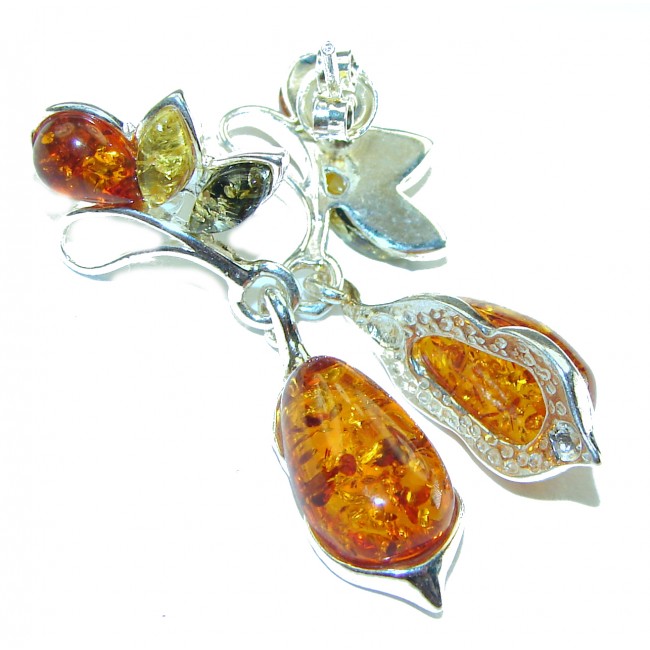 Wonderful Baltic Amber .925 Sterling Silver entirely handcrafted earrings