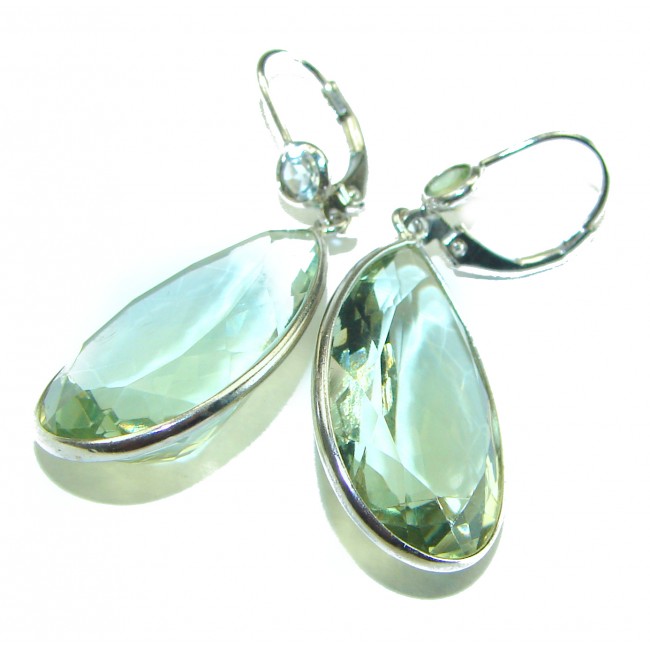 Exclusive Prasolite- Green Amethyst .925 Sterling Silver HANDCRAFTED Earrings