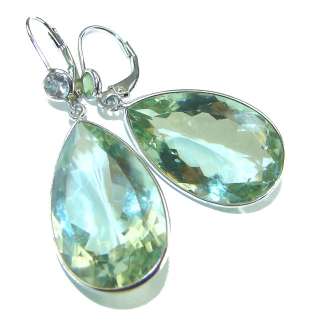 Exclusive Prasolite- Green Amethyst .925 Sterling Silver HANDCRAFTED Earrings