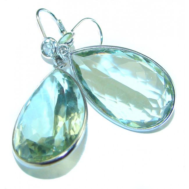 Exclusive Prasolite- Green Amethyst .925 Sterling Silver HANDCRAFTED Earrings