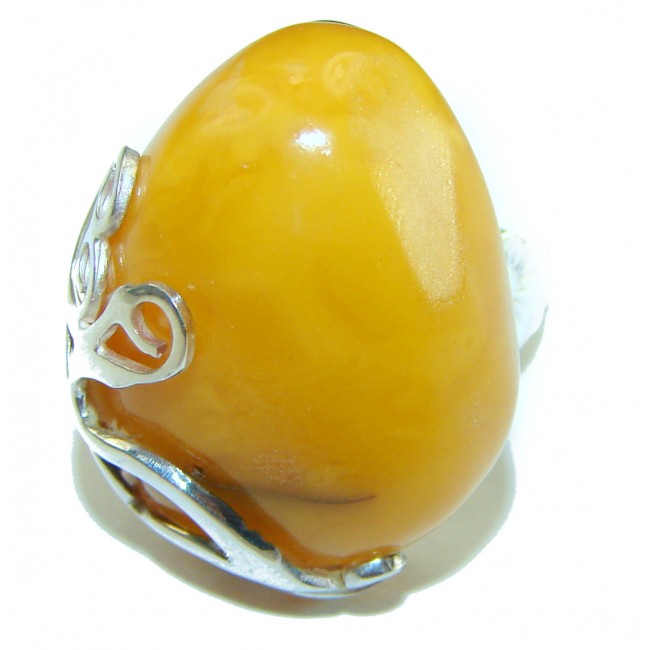 Modern Concept Natural Butterscotch Baltic Amber .925 Sterling Silver ring s. 7 adjustable