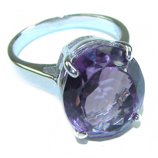 Spectacular 9.8 carat Amethyst .925 Sterling Silver Handcrafted Ring size 6