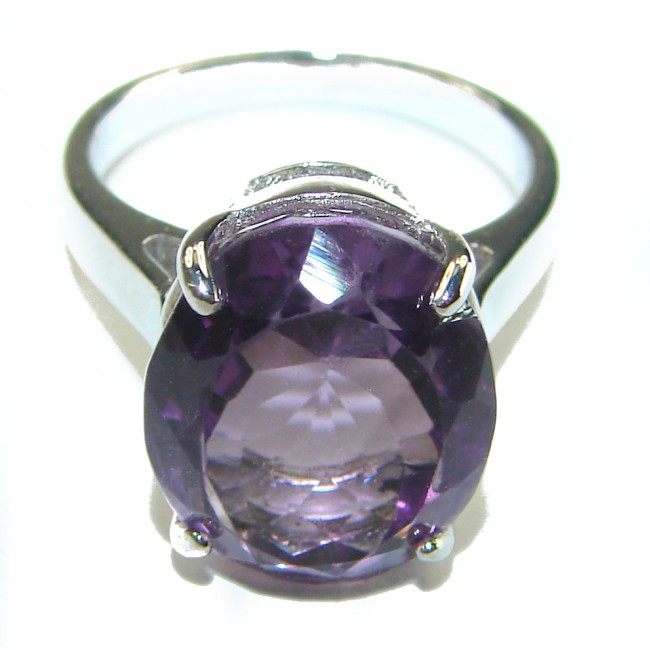 Spectacular 9.8 carat Amethyst .925 Sterling Silver Handcrafted Ring size 6