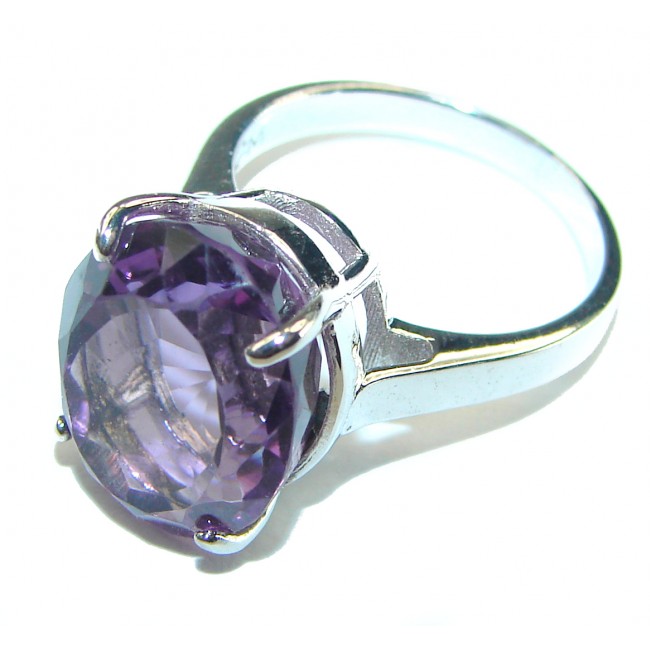 Spectacular 9.8 carat Amethyst .925 Sterling Silver Handcrafted Ring size 6