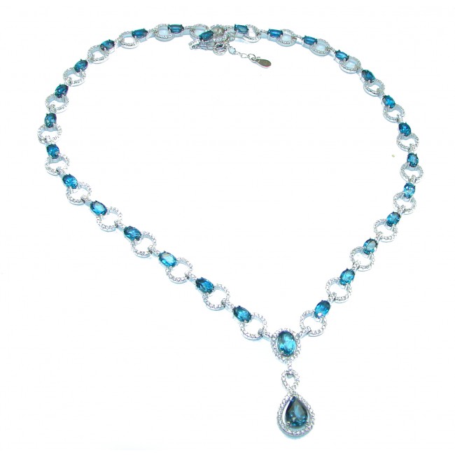 Her Majesty London Blue Topaz .925 Sterling Silver handcrafted Necklace