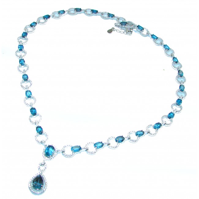 Her Majesty London Blue Topaz .925 Sterling Silver handcrafted Necklace