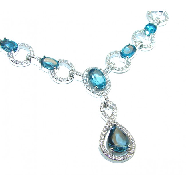 Her Majesty London Blue Topaz .925 Sterling Silver handcrafted Necklace