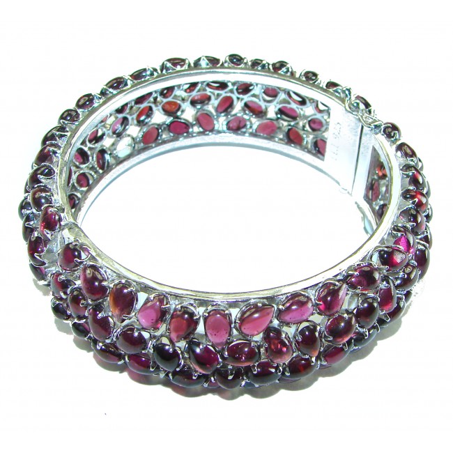 Sublime Brilliance Authentic Garnet .925 Sterling Silver Bangle bracelet