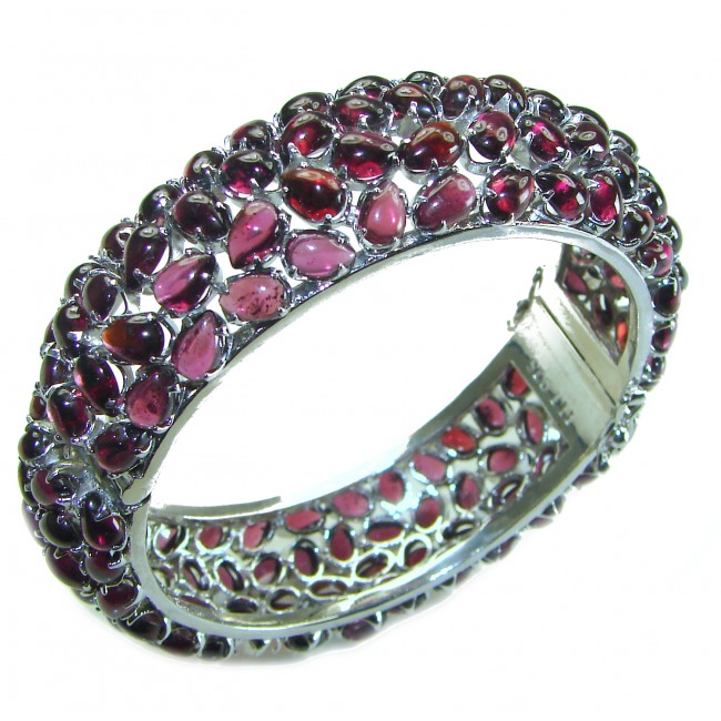 Sublime Brilliance Authentic Garnet .925 Sterling Silver Bangle bracelet