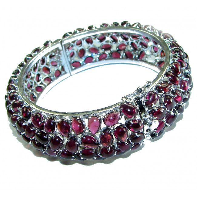 Sublime Brilliance Authentic Garnet .925 Sterling Silver Bangle bracelet