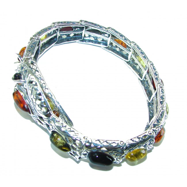 Huge Snake Genuine Baltic Amber .925 Sterling Silver handcrafted Bracelet