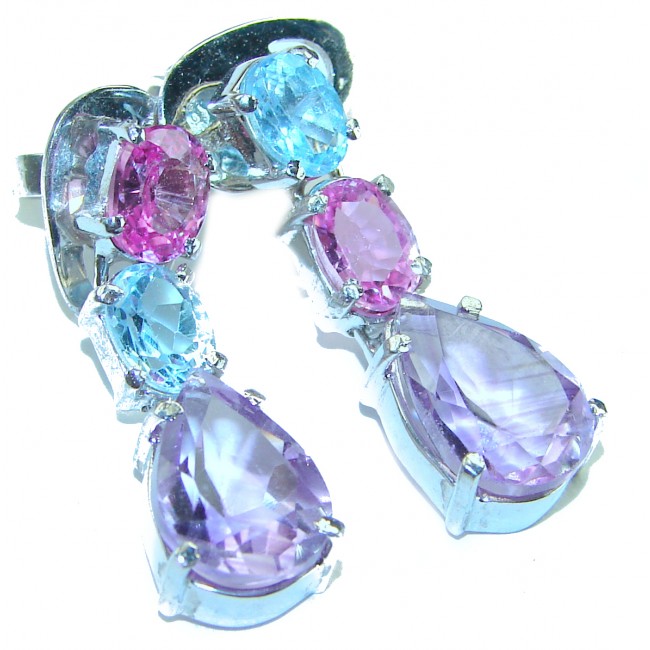 Colors of the Nature authentic Swiss Blue Topaz .925 Sterling Silver handcrafted earrings