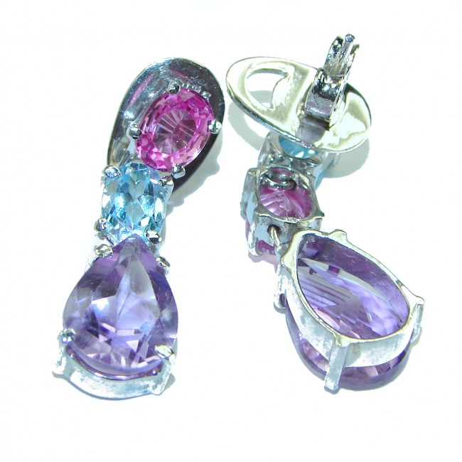 Colors of the Nature authentic Swiss Blue Topaz .925 Sterling Silver handcrafted earrings