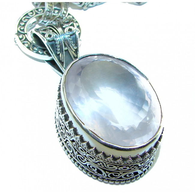 Rio de Janeiro Brazilian Rose Quartz .925 Sterling Silver handcrafted Statement necklace