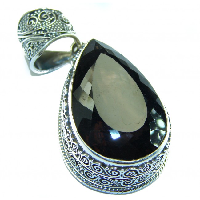 Luxurious 55.9 carat Fancy Smoky Topaz .925 Sterling Silver handmade Pendant