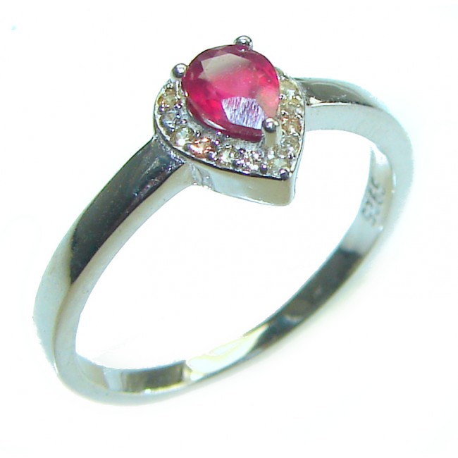 Red Brilliance 1.5 carat Ruby .925 Silver handcrafted Cocktail Ring s. 7