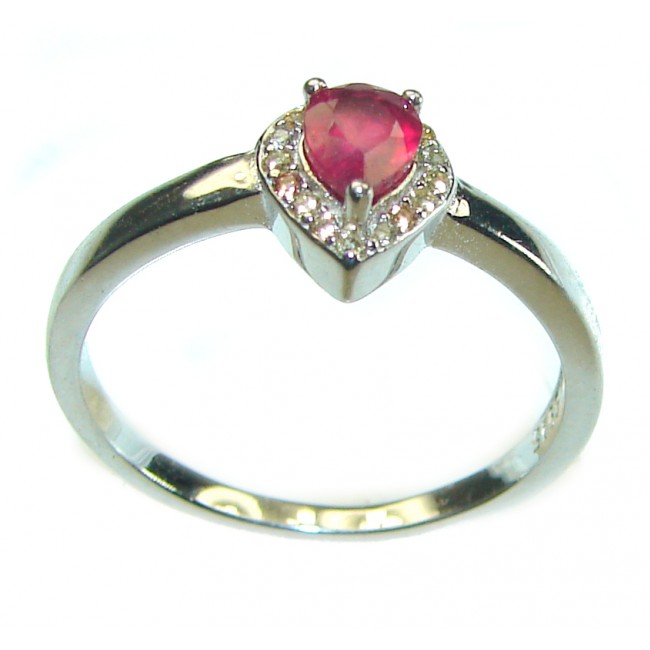 Red Brilliance 1.5 carat Ruby .925 Silver handcrafted Cocktail Ring s. 7