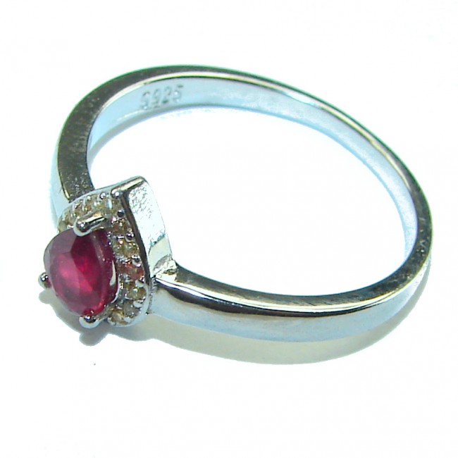 Red Brilliance 1.5 carat Ruby .925 Silver handcrafted Cocktail Ring s. 7