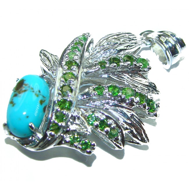 Turquoise Emerald .925 Sterling Silver handmade pendant