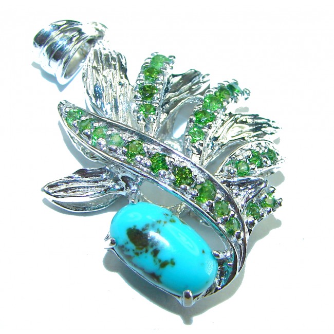 Turquoise Emerald .925 Sterling Silver handmade pendant