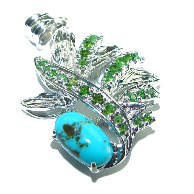 Turquoise Emerald .925 Sterling Silver handmade pendant