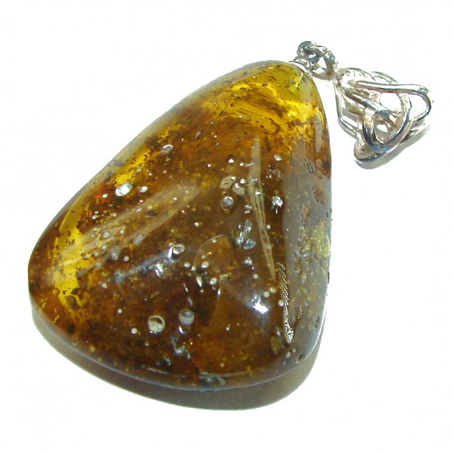 Vintage Beauty authentic Baltic Amber .925 Sterling Silver handcrafted pendant