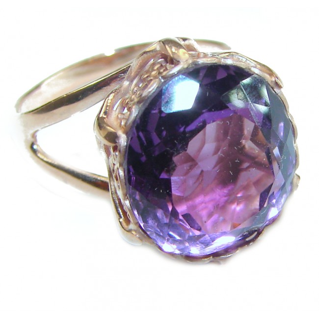 Purple Amethyst 14K Rose Gold over .925 Sterling Silver Handcrafted Ring size 8 1/2