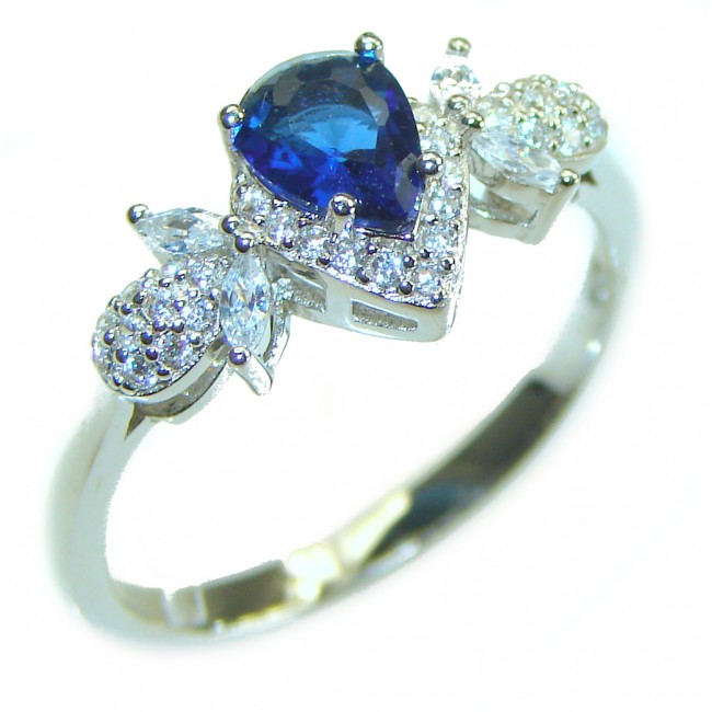 Sapphire .925 Sterling Silver handmade Cocktail Ring s. 8