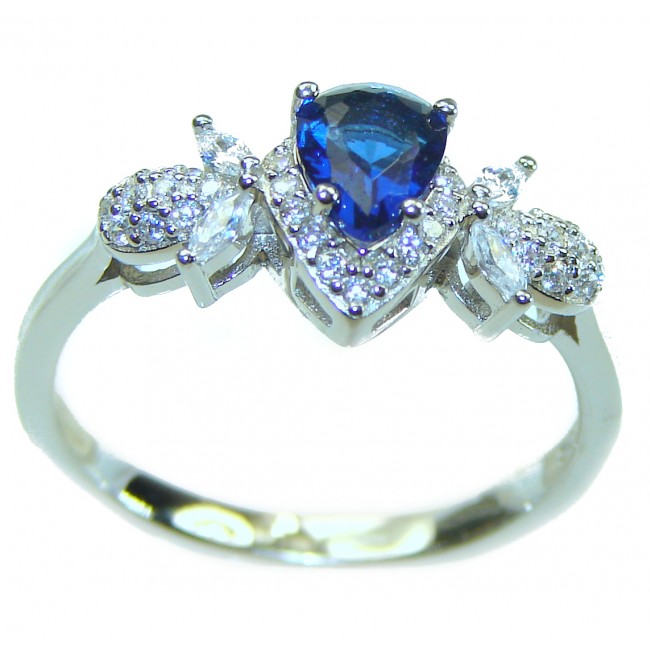 Sapphire .925 Sterling Silver handmade Cocktail Ring s. 8