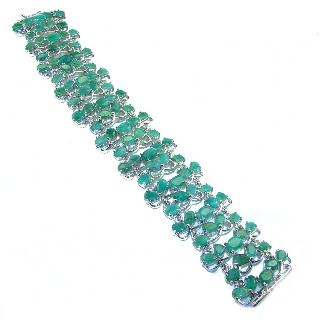 One of the kind authentic Emerald .925 Sterling Silver handmade Luxurious Bracelet