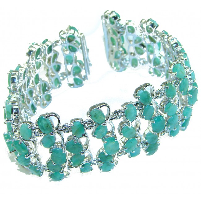 One of the kind authentic Emerald .925 Sterling Silver handmade Luxurious Bracelet