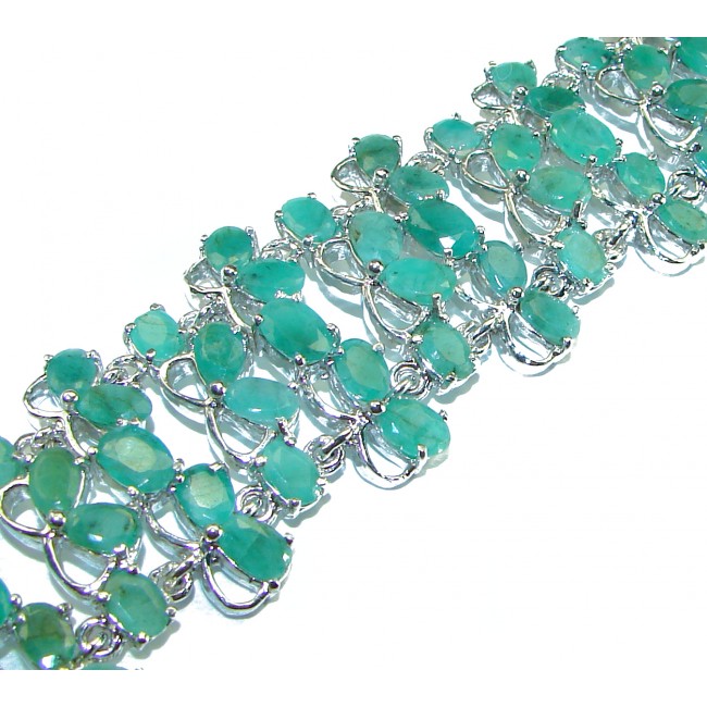 One of the kind authentic Emerald .925 Sterling Silver handmade Luxurious Bracelet