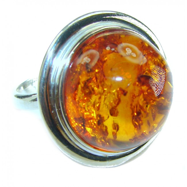 Natural Baltic Amber .925 Sterling Silver ring s. 8