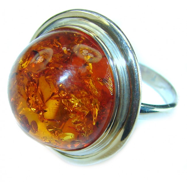 Natural Baltic Amber .925 Sterling Silver ring s. 8