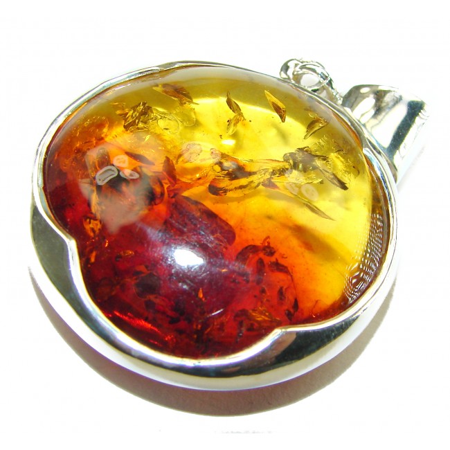 Large Authentic Baltic Amber .925 Sterling Silver handmade Pendant