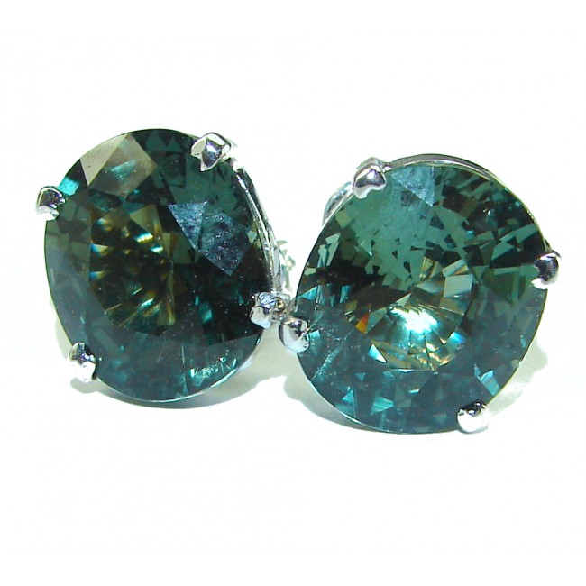 Incredible 11mm genuine Emerald .925 Sterling Silver handcrafted Earrings