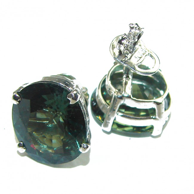 Incredible 11mm genuine Emerald .925 Sterling Silver handcrafted Earrings