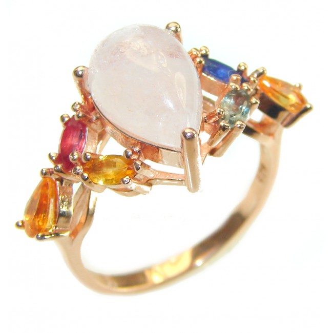 Exceptional Morganite 18K Rose Gold over .925 Sterling Silver handcrafted ring s. 7 1/2